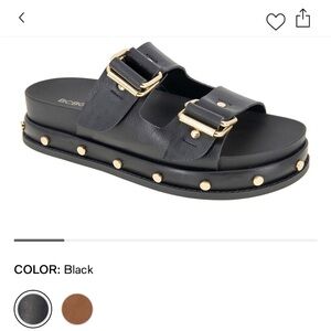 BCBG Black Sandals with Gold Hardware- size 8 1/2